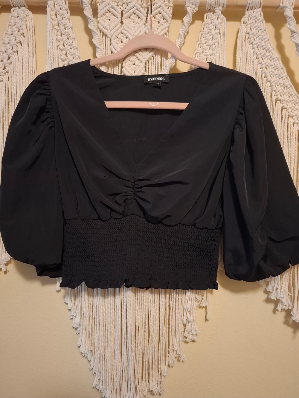 Express Smocked bottom top cropped